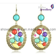 Big Color Glass Stone Dropping Earrings/ Stone Pendant Earrings/Fashion Jewelry (XER12073)